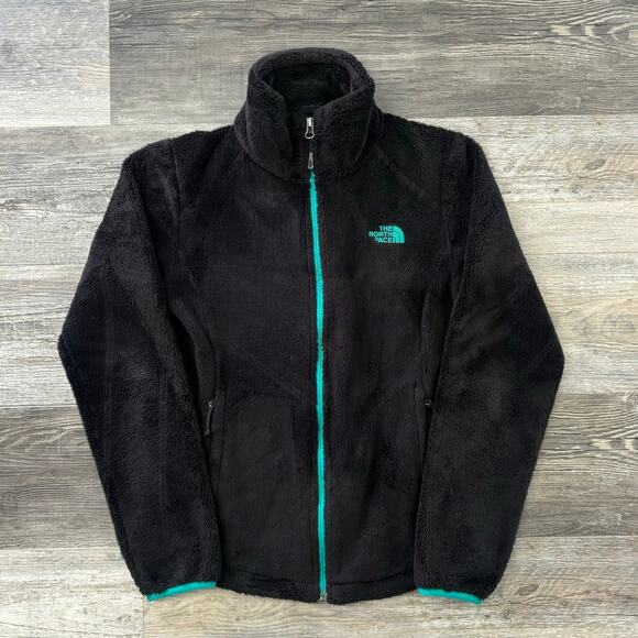 The North Face Osito 2 Black Teal Women XS Full Zip Fuzzy Fleece Jacket Gorpcore - Picture 1 of 9